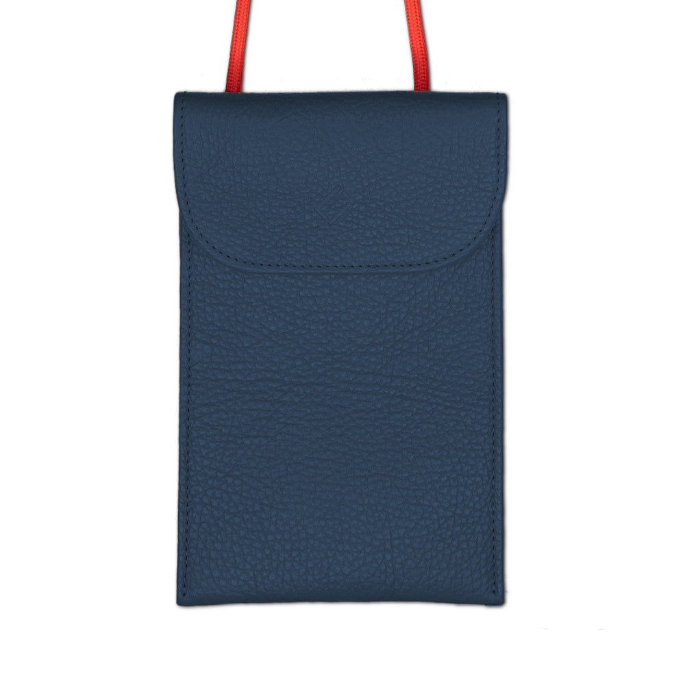 PurePrivacy FASHION Abschirmtasche in Navyblau - Italienisches Strukturleder