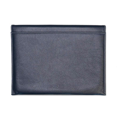 PurePrivacy FASHION 15,7" Abschirmtasche in Navyblau mit Silbernaht - Italienisches Strukturleder